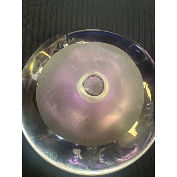 Signed R. Karg Purple Glass Paperweight With Abstract Design - Picture 3 of 7